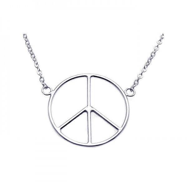 Closeout-Silver 925 Rhodium Plated Peace Pendant Necklace - STP00862 | Silver Palace Inc.