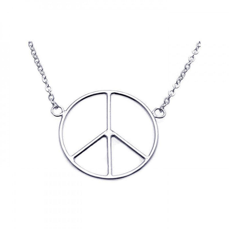 Closeout-Silver 925 Rhodium Plated Peace Pendant Necklace - STP00862 | Silver Palace Inc.