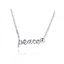 Silver 925 Rhodium Plated Clear CZ Peace Pendant Necklace - STP00871 | Silver Palace Inc.