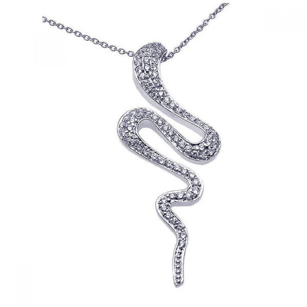 Silver 925 Rhodium Plated Clear CZ Smoke Pendant Necklace - STP00880 | Silver Palace Inc.