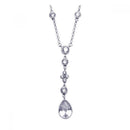 Silver 925 Rhodium Plated Clear CZ Dangling Pendant Necklace - STP00911 | Silver Palace Inc.