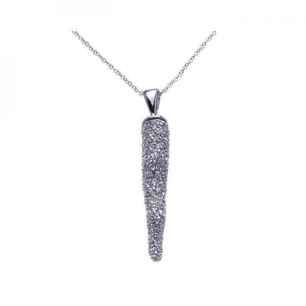 Closeout-Silver 925 Rhodium Plated Clear CZ Carrot Pendant Necklace - STP00914 | Silver Palace Inc.