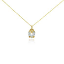 Closeout-Silver 925 Gold Plated Clear CZ Heart Pendant Necklace - STP00927 | Silver Palace Inc.