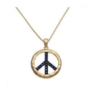 Closeout-Silver 925 Gold Plated Black CZ Peace Pendant Necklace - STP00947 | Silver Palace Inc.