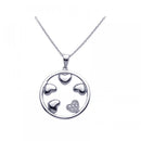 Closeout-Silver 925 Rhodium Plated Clear CZ Circle Hearts Pendant Necklace - STP00958 | Silver Palace Inc.