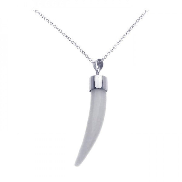 Silver 925 Rhodium Plated Tooth Pendant Necklace - STP00975 | Silver Palace Inc.