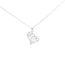 Silver 925 Rhodium Plated Clear CZ Heart Pendant Necklace - STP01006 | Silver Palace Inc.