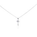 Silver 925 Rhodium Plated Clear CZ Cross Evil Eye Pendant Necklace - STP01010 | Silver Palace Inc.