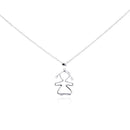 Silver 925 Rhodium Plated Clear CZ Person Girl Pendant Necklace - STP01012 | Silver Palace Inc.
