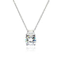 Silver 925 Rhodium Plated Clear CZ Baguette Pendant Necklace - STP01020 | Silver Palace Inc.