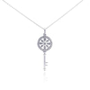 Silver 925 Rhodium Plated Clear Diamond Key Pendant Necklace - STP01039 | Silver Palace Inc.