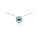 Silver 925 Rhodium Plated Clear CZ Evil Eye Pendant Necklace - STP01060 | Silver Palace Inc.