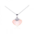Closeout-Silver 925 Rhodium Plated Champagne CZ Heart Pendant Necklace - STP01063CH | Silver Palace Inc.