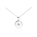 Silver 925 Rhodium Plated Blue CZ Circle Pendant Necklace - STP01078 | Silver Palace Inc.