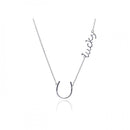 Silver 925 Rhodium Plated Clear CZ Lucky Horseshoe Pendant Necklace - STP01129 | Silver Palace Inc.