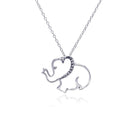 Silver 925 Rhodium Plated Clear Diamond Elephant Pendant Necklace - STP01315 | Silver Palace Inc.