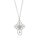 Silver 925 Rhodium Plated Clear CZ Cross Pendant Necklace - STP01336 | Silver Palace Inc.