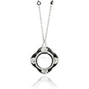 Silver 925 Rhodium Plated Clear CZ Pearl Pendant Necklace - STP01344 | Silver Palace Inc.