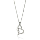 Silver 925 Rhodium Plated Clear CZ Heart Pendant Necklace - STP01351 | Silver Palace Inc.