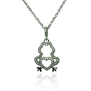 Silver 925 Rhodium Plated Clear CZ Frog Heart Pendant Necklace - STP01358 | Silver Palace Inc.