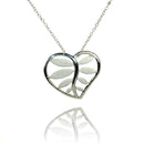 Silver 925 Rhodium Plated Heart Leaf Pendant Necklace - STP01367 | Silver Palace Inc.