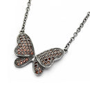 Silver 925 Black Rhodium Plated Butterfly CZ Necklace - BGP00805 | Silver Palace Inc.