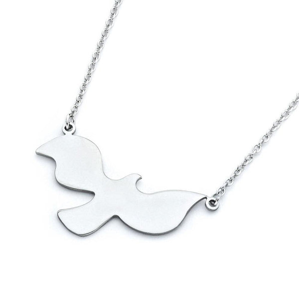Silver 925 Rhodium Plated Dove Pendant Necklace - STP01368 | Silver Palace Inc.