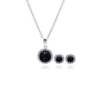 Silver 925 Rhodium and Black Plated Clear and Black Round Circle CZ Set - BGS00032 | Silver Palace Inc.