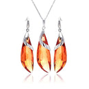 Silver 925 Rhodium Plated Champagne Drop CZ Hook Earring and Necklace Set - BGS00221CH | Silver Palace Inc.