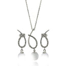 Silver 925 Rhodium Plated Clear Open Overlap Oval Teardrop Pearl CZ Hanging  Set - BGS00252 | Silver Palace Inc.