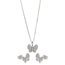 Silver 925 Rhodium Plated Clear Butterfly CZ Set - BGS00255 | Silver Palace Inc.