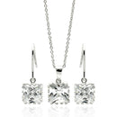 Silver 925 Rhodium Plated Square Clear CZ Hook Dangling Set - STS00135CLR | Silver Palace Inc.