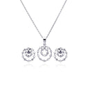 Silver 925 Rhodium Plated Graduated Open Circle CZ Stud Earring and Necklace Set - STS00166 | Silver Palace Inc.