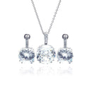 Silver 925 Rhodium Plated Circle CZ Stud Earring and Necklace Set - STS00342 | Silver Palace Inc.