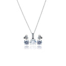 Silver 925 Rhodium Plated Round CZ Stud Earring and Necklace Set - STS00351 | Silver Palace Inc.