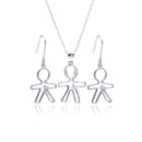 Silver 925 Rhodium Plated Open Boy CZ Dangling Hook Earring and Necklace Set - STS00361 | Silver Palace Inc.
