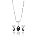 Silver 925 Rhodium Plated Small Fresh Water Black Pearl Dangling Set - STS00451 | Silver Palace Inc.