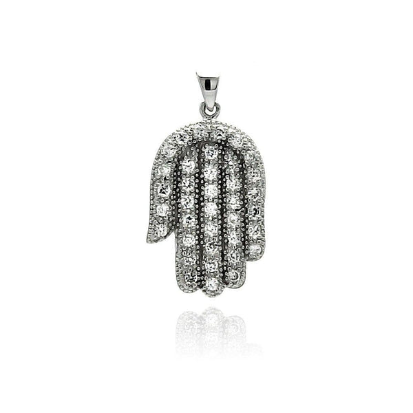 Silver 925 Rhodium Plated Hand CZ Dangling Pendant - ACP00012 | Silver Palace Inc.