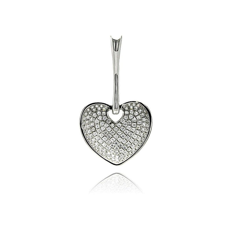 Silver 925 Rhodium Plated heart Micro Pave CZ Dangling Pendant - ACP00077 | Silver Palace Inc.
