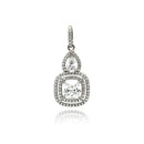 Silver 925 Rhodium Plated Square Teardrop Micro Pave CZ Dangling Pendant - ACP00087