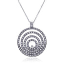 Closeout-Silver 925 Clear CZ Rhodium Plated Multi Circle Pendant Necklace - STP00053 | Silver Palace Inc.