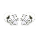 Silver 925 Rhodium Plated Fleur De Lis Stud Earrings - BGE00198 | Silver Palace Inc.