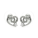 Silver 925 Rhodium Plated Open Heart CZ Outline Stud Earrings - BGE00228 | Silver Palace Inc.