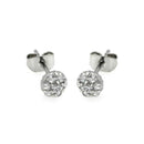 Silver 925 Rhodium Plated Flower CZ Stud Earrings - BGE00229 | Silver Palace Inc.