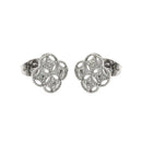 Silver 925 Rhodium Plated Clover CZ Stud Earrings - BGE00250 | Silver Palace Inc.