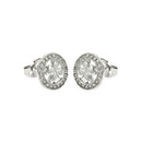 Silver 925 Rhodium Plated Open Circle Clover CZ Stud Earrings - BGE00252 | Silver Palace Inc.