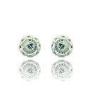 Silver 925 Rhodium Plated Round CZ Stud Earrings - BGE00325 | Silver Palace Inc.