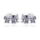 Silver 925 Rhodium Plated Elephant Cluster CZ Stud Earrings - STE00507 | Silver Palace Inc.