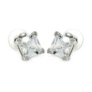 Silver 925 Rhodium Plated Square Clear CZ Stud Earrings - STE00634CL | Silver Palace Inc.