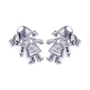 Silver 925 Rhodium Plated Round Clear Cluster CZ Little Baby Girl Stud Earrings - STE00773 | Silver Palace Inc.
